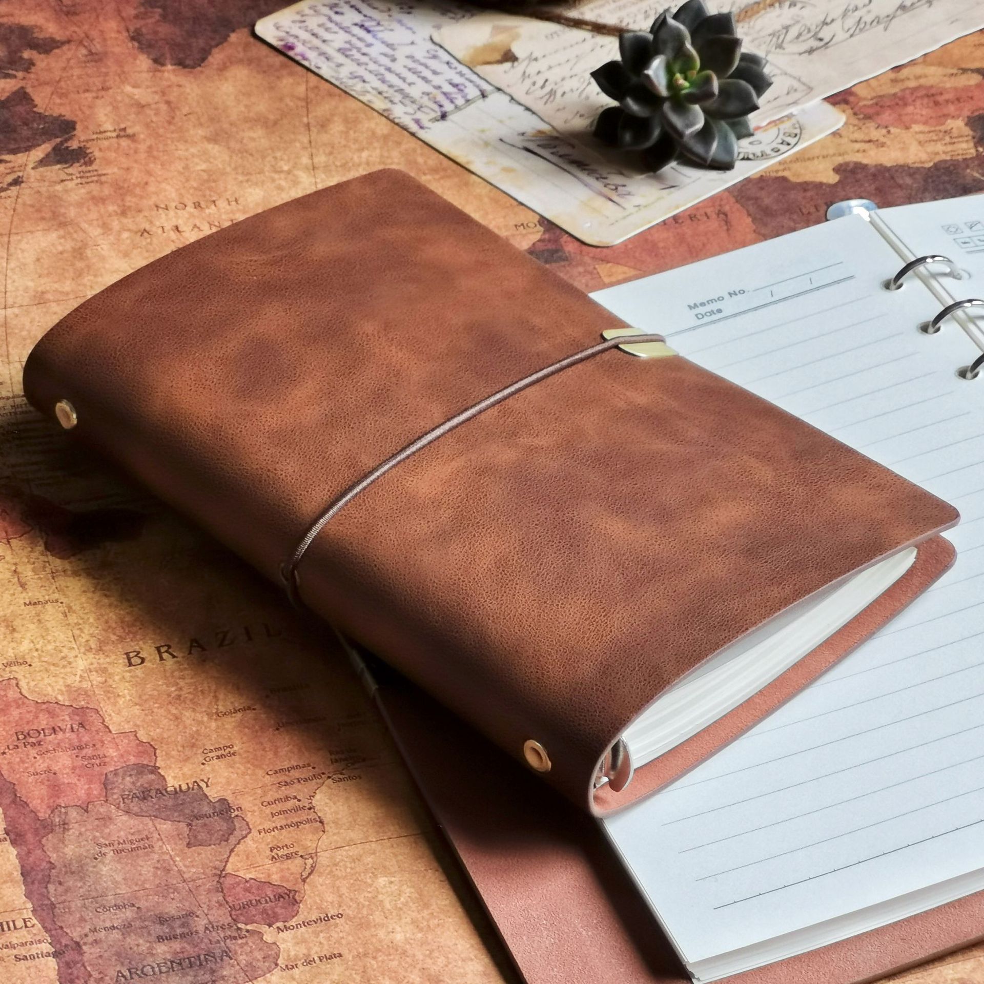 Wholesale Vintage Band Notebook a6 Notepad Soft Leather Loose-leaf Book Imitation Leather Journal Book Blank Stamped Handbook