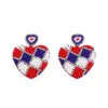 Wholesale Handmade Heart Shape Seed Bead Earrings With Rhinestones For Women, Drop Earrings Perfect For Independence Day