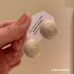 A2372 cream white-french retro drop glaze bean stud earrings