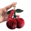 Wholesale imitation rex rabbit fur cherry car key chain pendant ins plush ball bag pendant gift