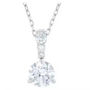 Three claw large diamond white gold necklace