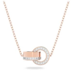 Double button rose gold sweater chain necklace