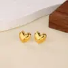 Wholesale Lucky Heart Stud Earrings For Women, Waterproof Non Tarnish 304 Stainless Steel With 18K Real Gold PVD Coated Plating 0.03µm-0.05µm