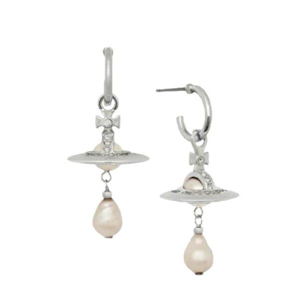 Wholesale Western Queen Mother Vintage French Saturn Water Drops Baroque Pearl UFO Valentine's Day Gift Light Luxury Earrings