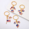 Wholesale US Independence Day Event Commemorative Key Chain Gift Heart-shaped Alloy Oil Dropping Women's Bag Decorative Pendant
