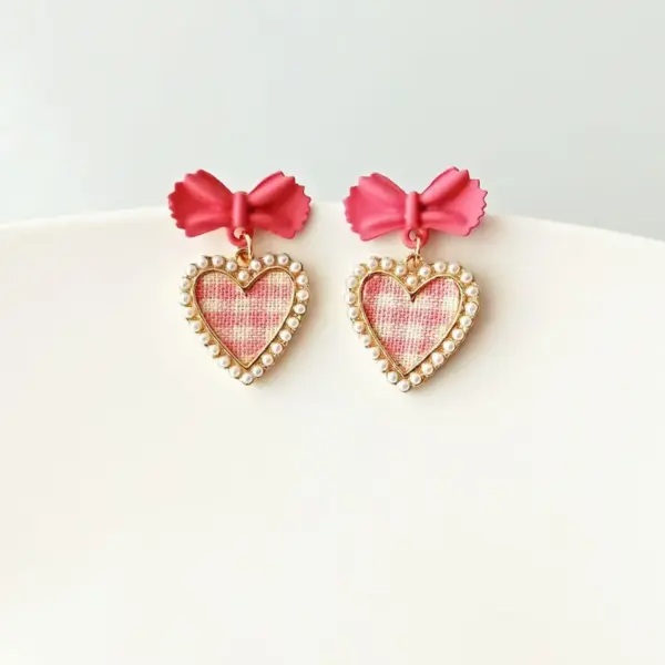 Wholesale 1 Pair Simple Style Heart Shape Inlay Alloy Pearl Drop Earrings