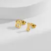 Wholesale Design Sensation Niche Student Sweet Cat Paw Dog Paw Bone Earrings Luxury Asymmetric Studs Golden Butterfly Cap Stainless Steel