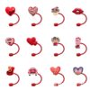 Wholesale Valentine's Day Love Series Straw Cap Food Grade Silicone Straw Dust Plug 8/10mm Straw Cover