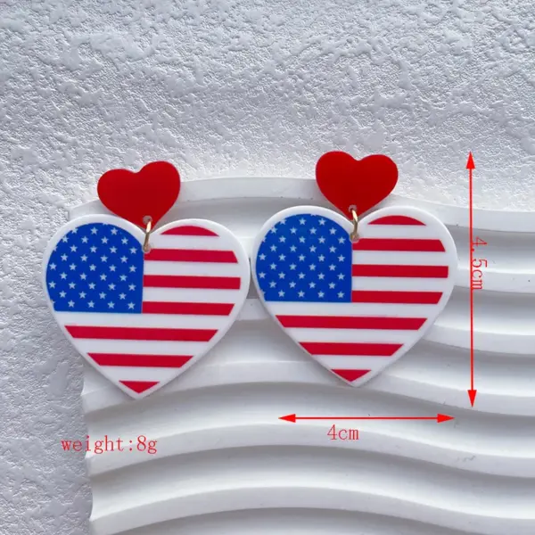 Wholesale 1 Pair Casual Classic Style Dinosaur Heart Shape American Flag Arylic Drop Earrings