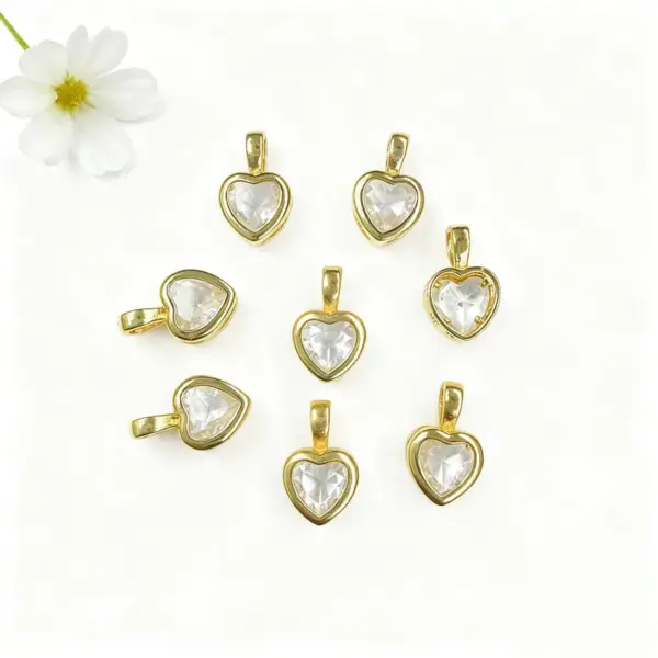 oly-35aba15e8850526713d3e5d48572df83 Wholesale 18K Gold Plated Copper Color Retention Zircon Heart-Shaped Birthstone Pendant DIY Jewelry Hanging Water Plated Imitation Gold Geometric