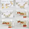 oly-35b4da0c4fa9a973b06fb0a0568a1959 Wholesale 304 Stainless Steel Cherry Strawberry PVD Coated Artificial Diamond Real Gold Plated Casual Simple Style Waterproof Non Tarnish Earrings