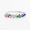 Wholesale Women’s Rectangle Claw Setting Ring In 925 Sterling Silver With Platinum Plated Water Plating And Zircon Inlay