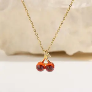 X1711# Exquisite and Versatile Small Cherry Necklace
