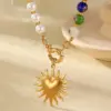 oly-35c457520804f34a480225a4d3007452 Wholesale Ion Plating (IP) 18K Gold Plated Heart Shape 304 Stainless Steel Synthetic Resin Glam Vacation Streetwear Waterproof Non Tarnish Pendant Necklace