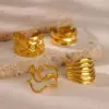 Wholesale 304 Stainless Steel Geometric PVD Coated Real Gold Plated Elegant Vintage Style Waterproof Non Tarnish Open Rings Live Mouth
