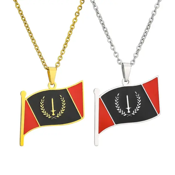 Wholesale Hot Selling 201 Stainless Steel Oil Drop American Black Geometric Pendant Water Plated 18K Real Gold Necklace Unisex Couple Versatile Sweater Chain Accessory