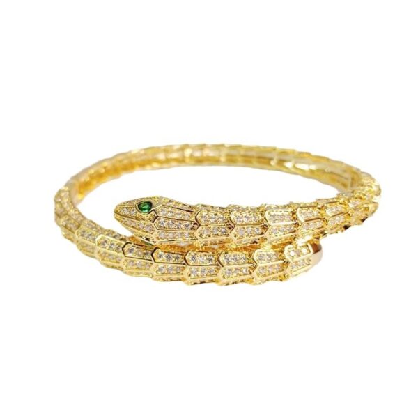 oly-35d6785aa5a02189fb6f68df0cb562cf Wholesale Domineering simulation snake scale snake bracelet personality green eye snake bracelet retro fashion punk bracelet