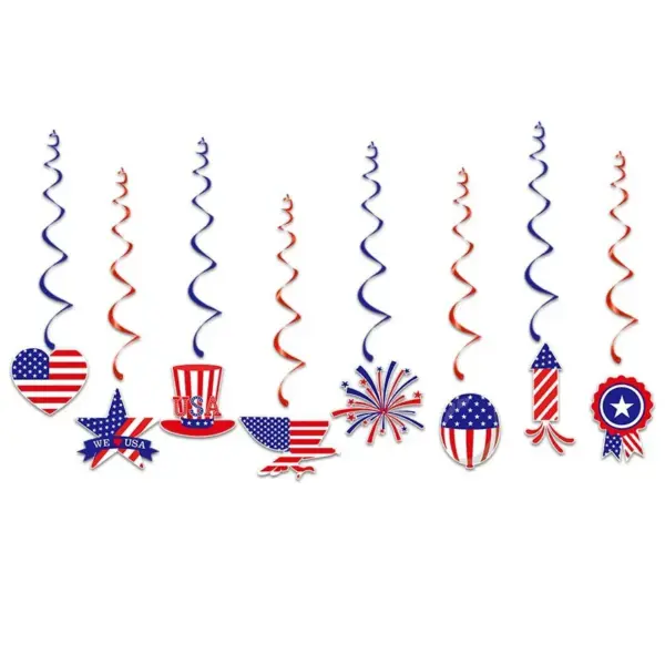 Wholesale American Independence Day Party Decoration Spiral Flags Bunting Hanging Decorations Holiday Party Arrangement Paper Materials