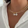 Wholesale Fashion Niche Luxury Diamond-Studded Spring Chain 304 Stainless Steel 18K Gold Plated Necklace