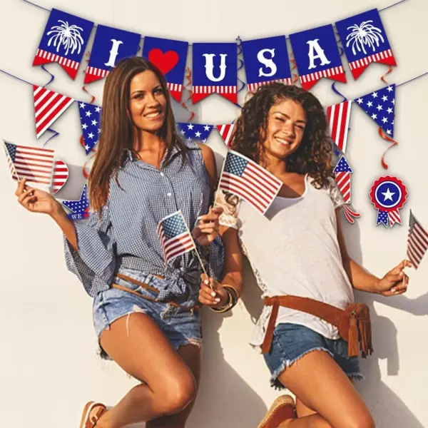 Wholesale American Independence Day Party Decoration Spiral Flags Bunting Hanging Decorations Holiday Party Arrangement Paper Materials
