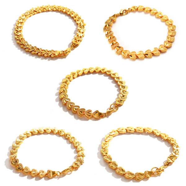 oly-35fa05c18702be9c6bdea071db90ac4e Wholesale southeast asia plated yellow gold watch chain women's sand gold heart-shaped bracelet