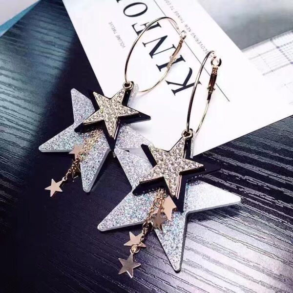 oly-36029f5fb59389ec985a22d7f0f54b51 Wholesale Exaggerated Five-Pointed Star Earrings, Earrings, Trendy Earrings That Make Your Face Slimmer, Style Long Earrings