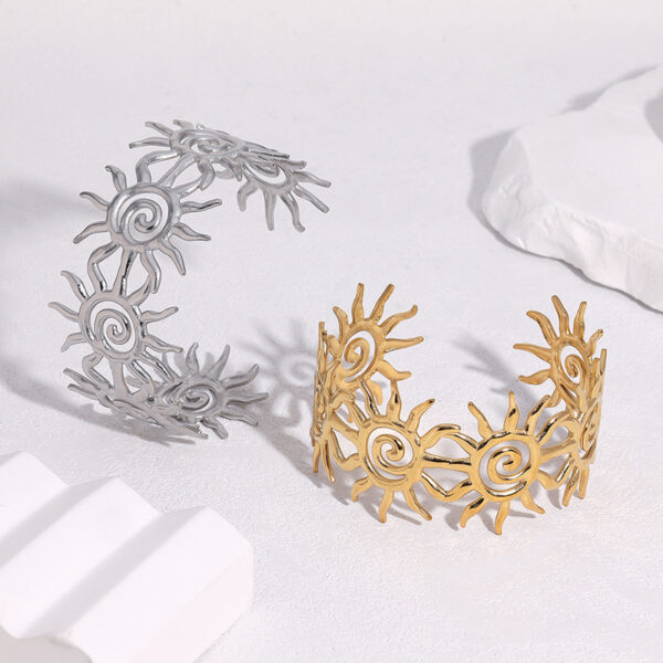 Wholesale Stainless steel open sun bracelet, gold-plated titanium steel bracelet
