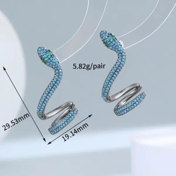 Wholesale Three-dimensional Snake Stud Earrings For Women With 925 Sterling Silver Posts, Copper Base, Gold Plating, Rhinestone Inlay