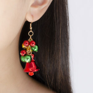 Wholesale 2023 Christmas red and green color matching bell earrings creative simple color tassel earrings Christmas Carnival earrings