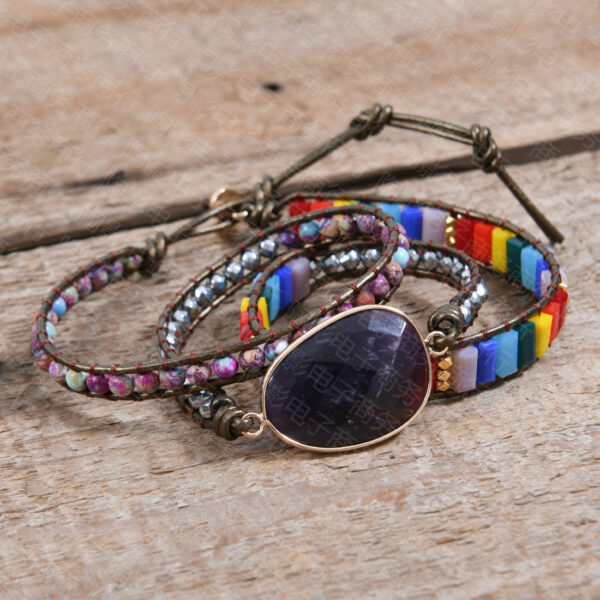 oly-362740d4235d119622a77ec10b61321f Wholesale amethyst woven women's bracelet bohemian creative multi-layer bracelet