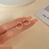 Wholesale Simple Style Geometric Alloy Plating Inlay Artificial Pearls Women's Hoop Earrings