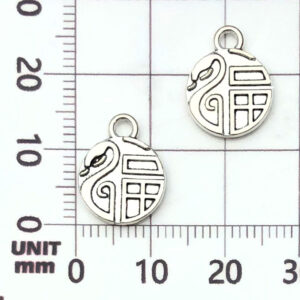1 ancient silver snake round card with the word "fu"-1.2g-15*12mm-21481