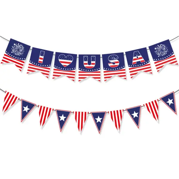 Wholesale American Independence Day Party Decoration Triangle Flag Custom Banner Decoration Festive Atmosphere Party Supplies