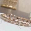 Wholesale Gold-Plated Wide-Band Snake Ring with Full Pavé Setting; Full Pavé Snake-Head Bracelet