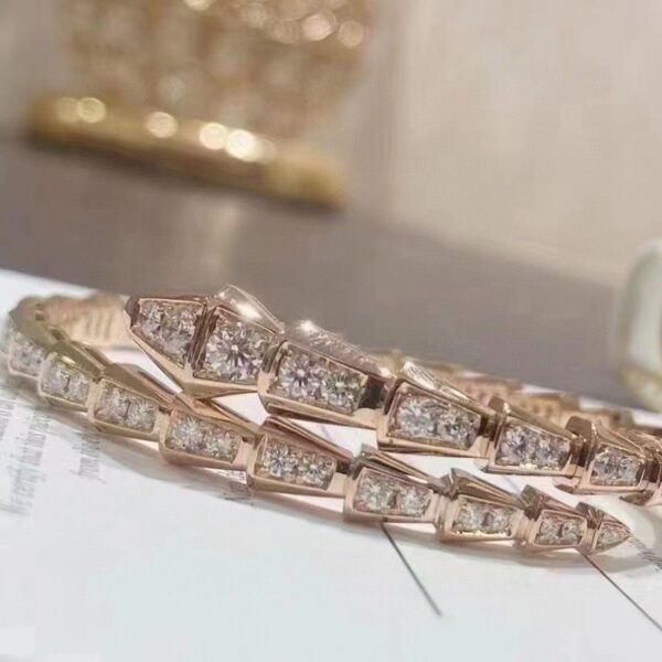 Wholesale Gold-Plated Wide-Band Snake Ring with Full Pavé Setting; Full Pavé Snake-Head Bracelet