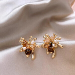 E6798 gold-maillard gold fireworks earrings