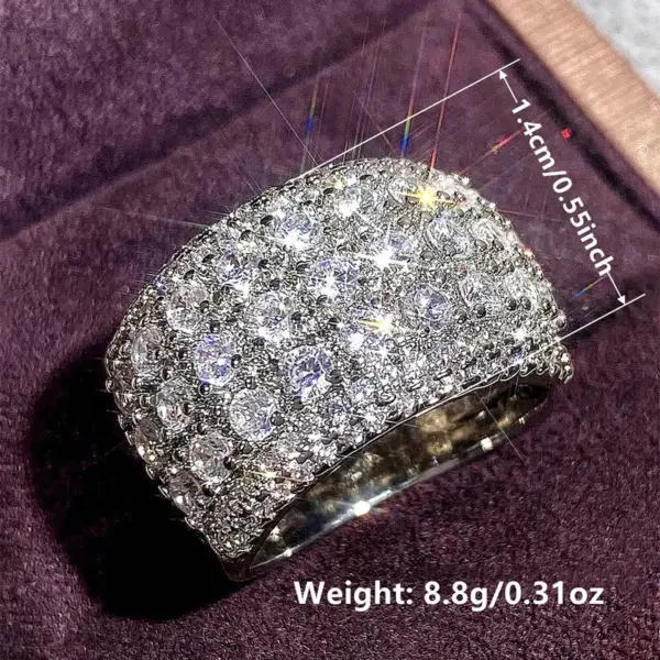 Wholesale Geometric Claw Setting Ring For Women In Copper With White K Plated Water Plating And Zircon Inlay