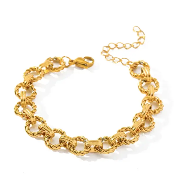 oly-3677b5e9f5bfdf5d2f15ddc59d7e5211 Wholesale Luxurious Fashion 18K Gold Plated Stainless Steel Knotted Geometric Chain Bracelet Casual Elegant Women's Style Classic Design