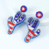 oly-3689df648c854941c04ffa875b123fb3 Wholesale America Founding Day Independence Day Festival Day Color-block Earrings Women's Hand-woven Rice Bead Letters Love Lips Earrings
