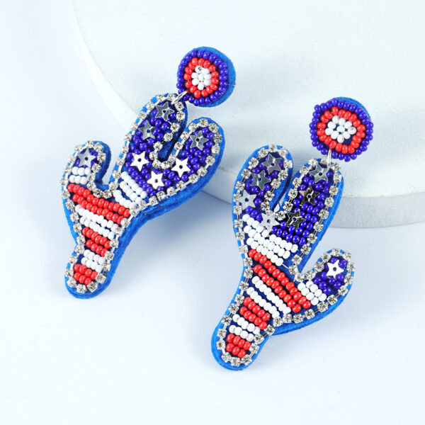 oly-3689df648c854941c04ffa875b123fb3 Wholesale America Founding Day Independence Day Festival Day Color-block Earrings Women's Hand-woven Rice Bead Letters Love Lips Earrings
