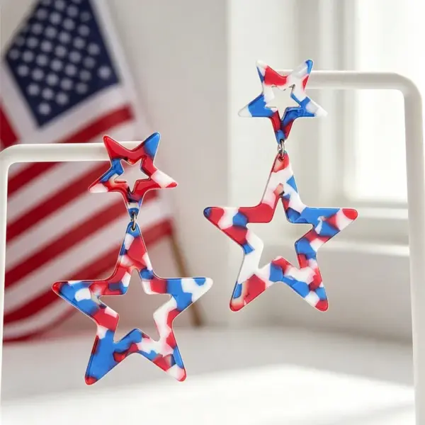 Wholesale Bohemian Asymmetrical Geometric Earrings For Women In Golden Plated Acetic Acid Sheets