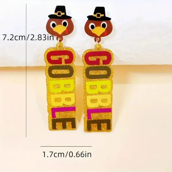 Wholesale Acrylic Turkey Earings Colorful Cartoon Letter Design Party Style Thanksgiving Day Women's Fashion Jewelry Accessories