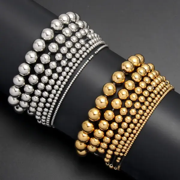Wholesale Hip-Hop Retro Round 304 Stainless Steel Bracelets In Bulk