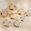 Wholesale Stainless Steel Titanium Open Ring Earrings Women Non-Fading Luxury Geometric Pattern Vacuum Plated 18K Gold Ear Jewelry