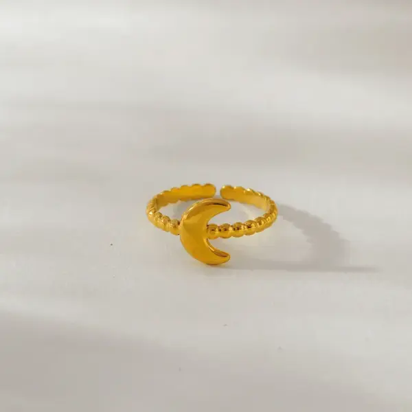 Wholesale Ion Plating (IP) 18K Gold Plated Star Moon 304 Stainless Steel Simple Style Classic Style Waterproof Non Tarnish Open Rings
