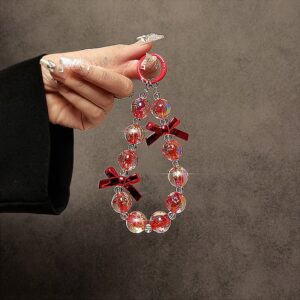 Wholesale Personalized Fashion Bow Mobile Phone Chain Short Wrist Handmade Beaded Mobile Phone Lanyard Mobile Phone Case Pendant