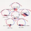 Wholesale Handmade Beaded Bracelet American Flag Independence Day Adjustable No Buckle Rope Bracelet Unisex Black White Red