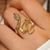oly-36b89a1b0e174c3b1051c7855c27b3b4 Wholesale Gold-Plated Textured Snake Ring, Mid-Century Style, Retro Winding Snake-Shaped Micro-Embedded Opening, Adjustable Ring, Fashionable and Personalized