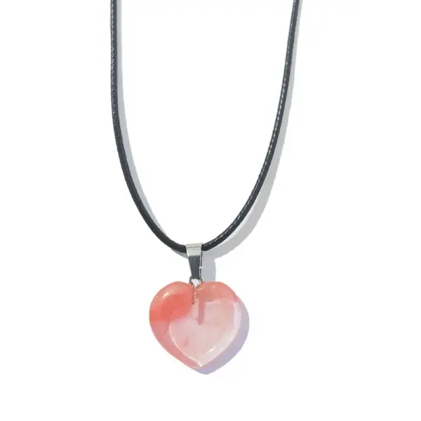 Wholesale Simple Style Heart Shape Natural Stone Polishing Pendant Necklace 1 Piece