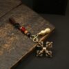 Wholesale Brass Cross Lotus Vajra Keychain Pendant Pendant Men's and Women's Bag Car Key Pendant Copper Craft